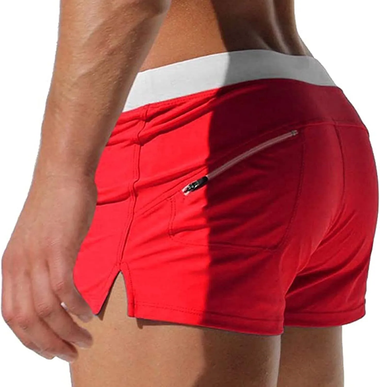 ZEFOTIM Mens Swim Shorts Drawstring Quick Dry Solid Color Trunk Beach Surf Swimwear with Pockets