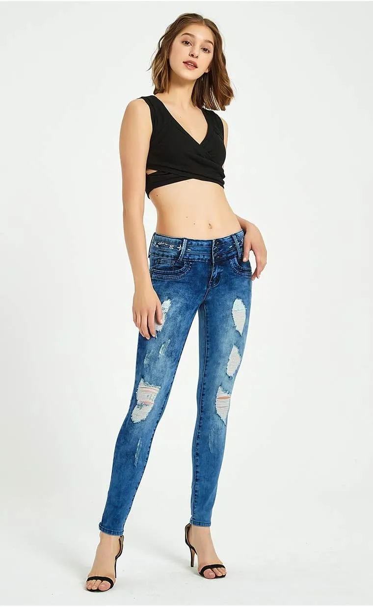 ZENTHACE Ripped Jeans for Women Skinny Jeans Stretch Comfy Distressed Denim Pants