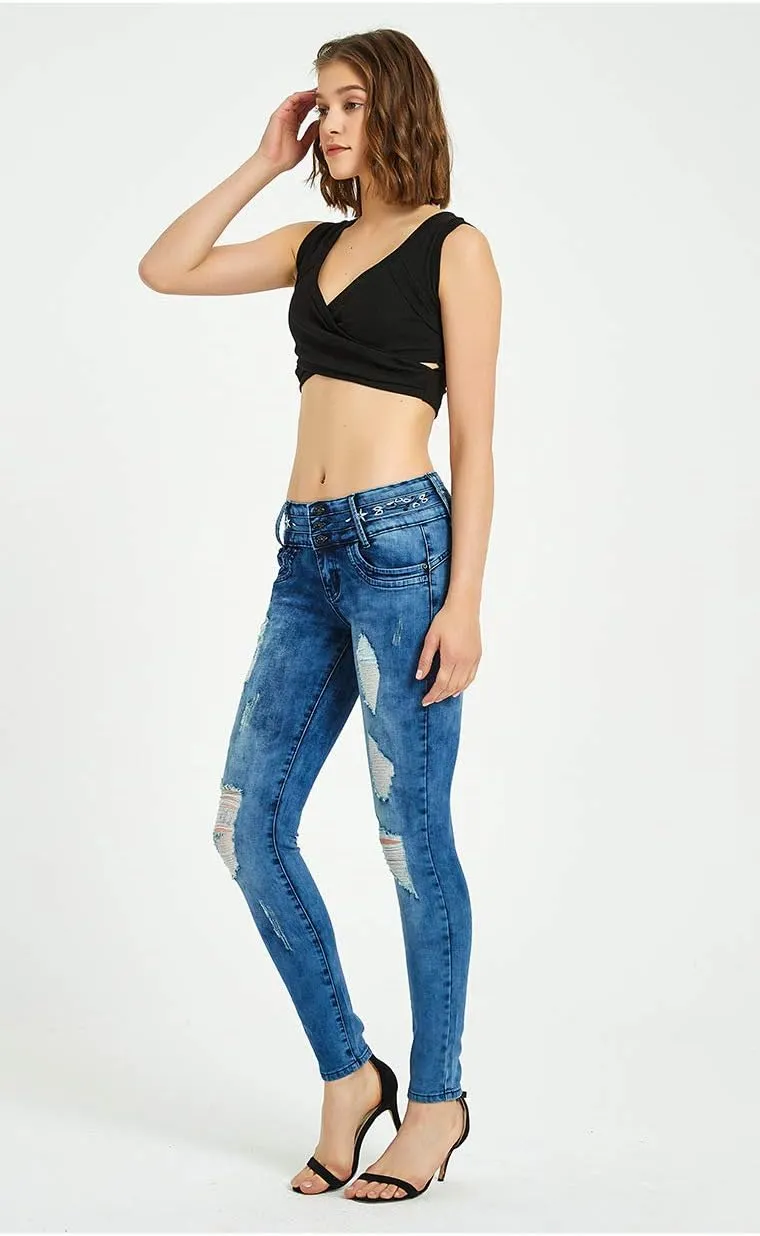ZENTHACE Ripped Jeans for Women Skinny Jeans Stretch Comfy Distressed Denim Pants
