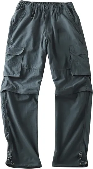 ZYXTIM Mens Hiking Cargo Pants Plus Size Convertible Zip Off Drawstring Pockets Lightweight Fishing Camping Tactical Pants