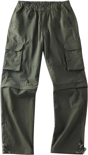 ZYXTIM Mens Hiking Cargo Pants Plus Size Convertible Zip Off Drawstring Pockets Lightweight Fishing Camping Tactical Pants